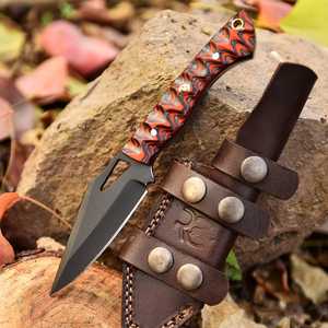 Couteaux à lame fixe OEM à haute dureté et tranchants, manche en os de chameau, pour le camping, la randonnée, la chasse au bœuf, avec étui en cuir - Product Image 5
