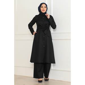 Conjunto Casual Indigo Detail 6143, Top Midi Largo con Detalles Elegantes, 100% Poliéster, Mangas Largas, Cuello Redondo - Product Image 1