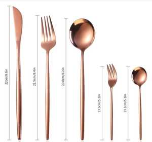 Cuillère et fourchette de mariage en laiton de vente chaude avec palmier ananas soleil et lune conception de visage couverts et couverts en acier miroir - Product Image 5