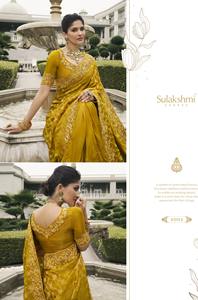 Sari de seda de tejido de diseñador con bordado, piedra, perla, trabajo de espejo real en el borde con tejido Zari, Sari de desgaste de boda. - Product Image 2