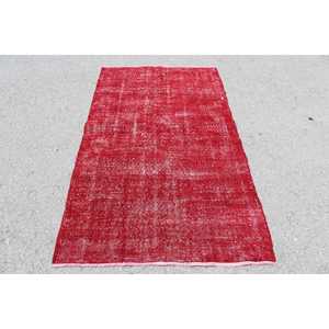 Tapis d'appoint vintage turc 3,7x6,2 pieds, tapis en laine rouge - Product Image 1