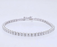 Pulsera de tenis de oro blanco de 14K con baño de rodio, diamantes CVD cultivados en laboratorio de 4.68ct, corte brillante, engaste clásico de puntas, lujo para fiestas