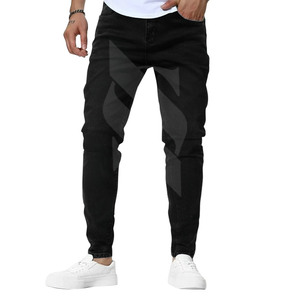 กางเกงยีนส์ขาตรงผ้าฝ้าย100% สไตล์ไฮสตรีทสำหรับผู้ชายกางเกงน้ำหนักเบาใส่สบายผ้าถักทอปริมาณน้อย - Product Image 1