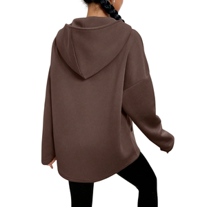 Womens Half <b>Zip</b> <b>Hooded</b> Fleece Sweatshirt Oversized Pullover Long Sleeve Warm Hoodie With Pockets Winter Top Soft Loose Fit - Product Image 2