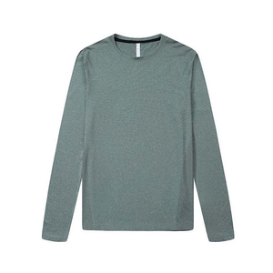 Camisetas de hombre cuello redondo algodón en blanco Camisetas Básicas de manga larga tela personalizada OEM bloque de color sólido camisetas de manga larga - Product Image 1