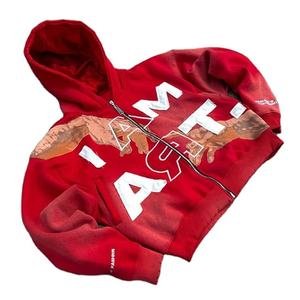 Sweat à capuche pour homme, délavé à l'acide, 100% coton, effet soleil, streetwear, coupe classique, logo frontal, tissu épais 300g - Product Image 5