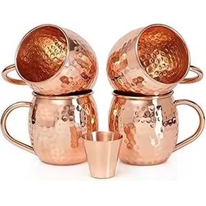 Juego de 2 Tazas Moscow Mule de Cobre Puro Martillado con Asa de Latón Dorado para Fiestas, Tazas de Cobre para Beber Vodka - Product Image 5