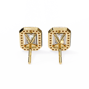 18K Gold Unique <b>Stud</b> Earrings with <b>Emerald</b> Cut Lab-Grown Diamond Geometric Bezel Setting Rose Gold White Gold Trendy Style - Product Image 6