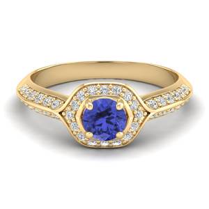 REYES Solitaire Bague en argent sterling 925 avec pierre précieuse de tanzanite 0.5CT ronde pour femme Certifiée GRA Bijoux de fiançailles fins - Product Image 6