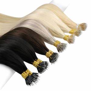 Precio de fábrica Alta mezcla 20 ''Pre-Bonded Nano Ring Link Cutícula Intacta Remy Peluca Pelucas delanteras de encaje Cabello humano de alta calidad - Product Image 1