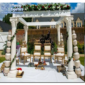 Mandap Romano Impresionante para Bodas en India, Mandap de Boda al Aire Libre Estilo Romano en Miami, Mandap de Boda con Pilares Romanos de Fibra - Product Image 1