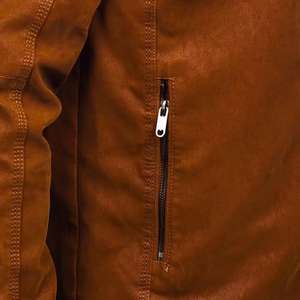 Veste en cuir avec design personnalisé Veste en cuir de couleur unie pour hommes Streetwear Veste en cuir pour hommes respirante - Product Image 6