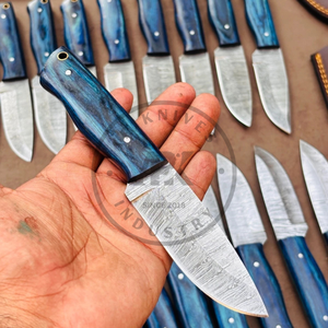 Cuchillo de Caza de Hoja Fija Hecho a Mano en Damasco, Mango de Madera Pakka, Funda de Cuero, Dureza 56HRC, Garantía de 3 Años, OEM/ODM Disponible - Product Image 3
