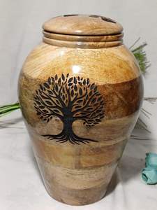 Urnas de Madera de Mangos Artesanales, Recuerdo Conmemorativo de Madera para Cenizas de Adultos, Urnas Funerarias con Tapa y Árbol Grabado para Cenizas Humanas y Mascotas - Product Image 2
