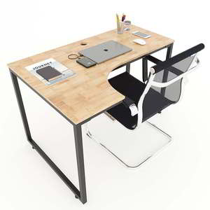 Escritorio Esquinero en Forma de L para PC, 120x70cm, Madera de Caucho con Patas de Hierro, Requiere Ensamblaje, para Dormitorio u Hotel-CD68010 - Product Image 2