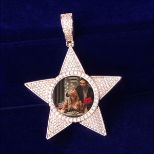 Colgante de estrella de Hip Hop, joyería de Hip Hop personalizada, colgante de regalo, joyería para rapero en 10kt, diamantes de moissanita de corte redondo de oro vendidos - Product Image 5
