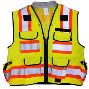 เสื้อกั๊กนิรภัยผู้ชายขายดี ระบายอากาศได้ดี สีเหลือง สีส้ม สะท้อนแสง สำหรับงานก่อสร้าง  รับสกรีนโลโก้ - Product Image 1