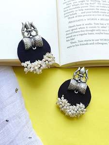 High Quality Oxidised Silver Shiva Trishul Design <b>Stud</b> <b>Earrings</b> for Women Traditional Ethnic Geometric Fabric Jewelry Direct - Product Image 2