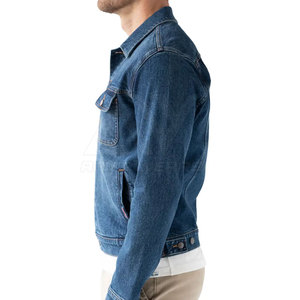Veste en jean à simple boutonnage en coton pour hommes, coupe ajustée, style de la rue, vêtements d'extérieur à col montant, couleur unie pour le printemps, l'automne et l'hiver - Product Image 3