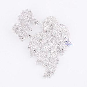 Pendentif en or blanc 14 carats de haute qualité, serti de diamants de laboratoire, style hip-hop, bijoux élégants pour homme ou femme - Product Image 2
