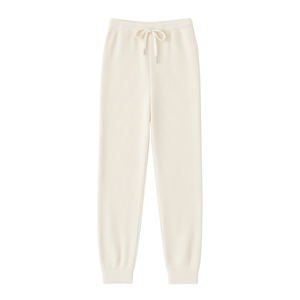 Pantalon de jogging décontracté à jambes larges en tricot côtelé pour femmes, taille élastique, coupe ample, écologique, respirant, coupe-vent - Product Image 1