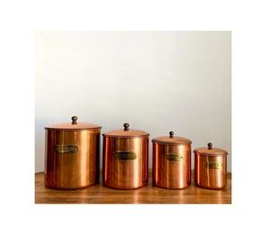 Bote de cobre de diseño clásico hecho a mano, Juego de 4 recipientes de vidrio puro para alimentos, calidad estándar para las mejores tarifas para hoteles - Product Image 4