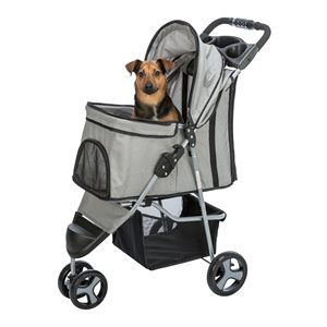 Poussette pour animaux de compagnie TH-PPS-376 légère à trois roues avec harnais de sécurité pliable et panneaux ventilés - Product Image 1