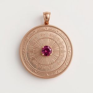 Pendentif sur mesure en or rose 18 carats avec boussole rubis et médaillon Bijouterie fine Collier fait main pour femme Conception de pierre de naissance de luxe OEM - Product Image 6