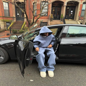 Custom 400gsm <b>Baggy</b> <b>Jogger</b> And Hoodie Track Suit Oversized Unisex Sweatpants Set Fleece Cotton Tracksuit - Product Image 4