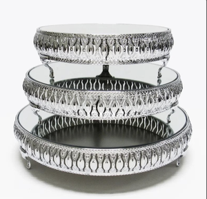 Soporte de pastel de cristal de lujo, 3 piezas, juego de soporte de pastel de Metal blanco para Decoración de mesa de boda, juego de soporte de pastel de postre de fruta - Product Image 1