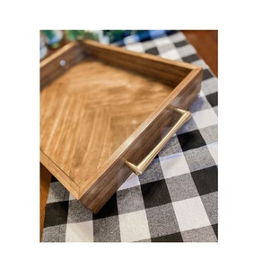 ถาดไม้ทำมือพร้อมที่จับสำหรับตกแต่งโต๊ะถาดเสิร์ฟเครื่องใช้ในโรงแรมดีไซน์แฟนซี - Product Image 1