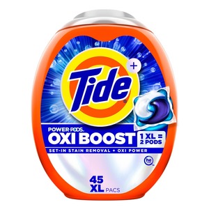 Tide Oxi Boost detergente para ropa Power Pods con quitamanchas 45ct - Product Image 1