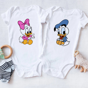 Body de Algodón para Bebé Recién Nacido, Modelo Doble con Diseño de Bebé Donald y Daisy, para Niño y Niña - Product Image 1