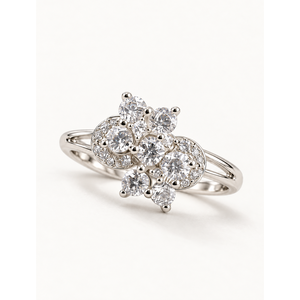 18K Gold Plated Bloom Cluster CZ <b>Ring</b>-Trendy Fashion Inlay Brass <b>Ring</b> for Anniversary - Product Image 1