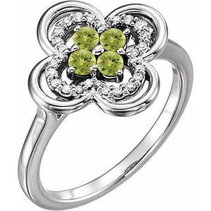 Anillo de Trébol para Uso Diario con Turquesa, Topacio, Granate y Circonita, Chapado en Rodio, Oro Amarillo, Tecnología de Incrustación con Corte Platino - Product Image 1