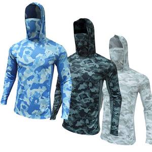Camisas de pesca de manga larga para hombre rendimiento UPF 50 + al por mayor con capucha y cuello Gaitor poliéster Spandex nuevo diseño OEM personalizado - Product Image 1