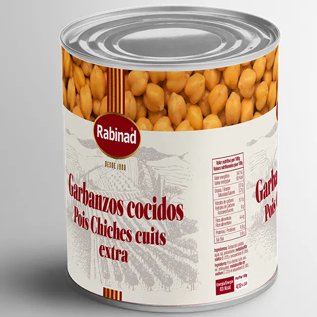 स्पेन में निर्मित शीर्ष गुणवत्ता वाली चना, खाने के लिए तैयार, स्वास्थ्यवर्धक टिन्ड दाल, सुपरमार्केट और होरेका के लिए डिब्बाबंद पकी हुई चना 3 किलो