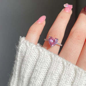 ชุดแหวนและจี้รูปหัวใจรักนกสีเงินสไตล์โรแมนติก - Product Image 3