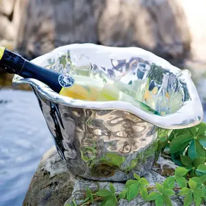 Premium Designer <b>Wine</b> Cooler Double Wall Aluminum Restaurant Antique Metal Ice Tub Handmade 5L Capacity Party Use Zahid Exports - Product Image 3