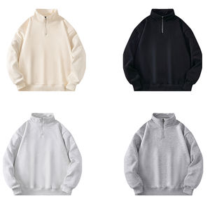 Sudaderas de manga larga bordadas personalizadas Unisex 100% algodón de alta calidad suéter de cuello redondo sudaderas con capucha de Color sólido - Product Image 2