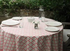 Nappe française vintage faite à la main en treillis rose avec couverture imprimée florale en blocs indiens pour la vie à la maison - Product Image 2