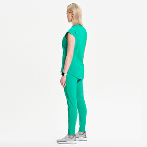 Ensembles de gommage à col rond de couleur unie pour hommes femmes unisexe adultes évacuation de l'humidité et anti-rétrécissement costume uniforme d'hôpital 2 pièces - Product Image 3