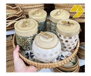 Boîte de rangement en bambou en gros avec incrustation de nacre, pot en bambou pour thé, épices et décoration - Product Image 1