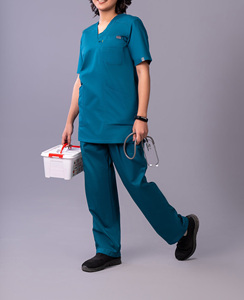 Conjunto de Uniformes Médicos de Verano de Alta Calidad, Unisex, Manga Corta, Poliéster y Spandex - Product Image 2