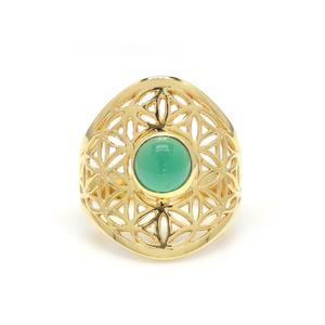 Anillo de ajuste de bisel de mandala de ónix verde de Plata de Ley 925 chapado en oro de 18 quilates estilo clásico para mujer - Product Image 5