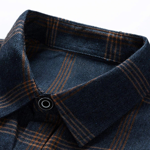 Venta al por mayor 2024 Camisas de franela para hombres Impresión de logotipo personalizado Cuello alto Manga completa Camisa de franela transpirable Ropa de hombre - Product Image 6