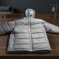 Veste matelassée à capuche grise pour femme, manteau d'hiver à manches longues avec fermeture éclair, couleur unie, rembourrage en polyester