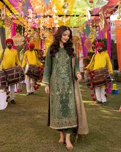 Indien pakistanais dernière mousseline de soie brodée Salwar Kameez avec maçonnerie lourde Collection de mariage de luxe vente chaude robe 0419 - Product Image 2