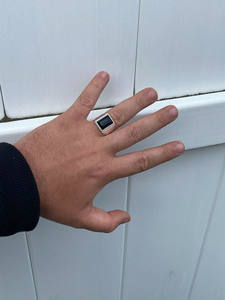 Bague Old Timers pour homme en argent sterling massif 925 avec diamant noir Moissanite Accessoire certifié IGI - Product Image 3