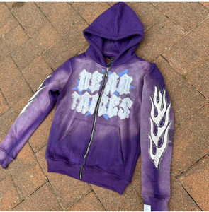 Sudadera con capucha y cremallera personalizada para hombre con logotipo bordado Patrón de ropa de calle Efecto de decoloración del sol Diseño recortado para el invierno - Product Image 3